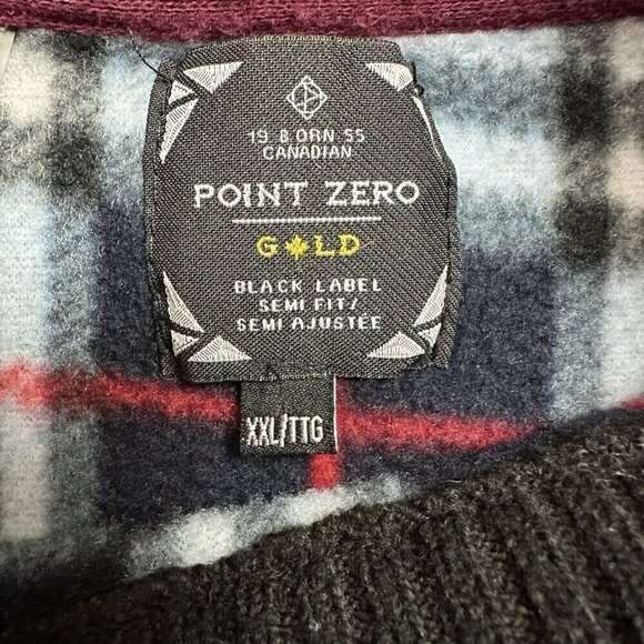 Point Zero Size XXL Shirt Pullover Gold Black Label Button Gray Black Blue - Picture 3 of 6